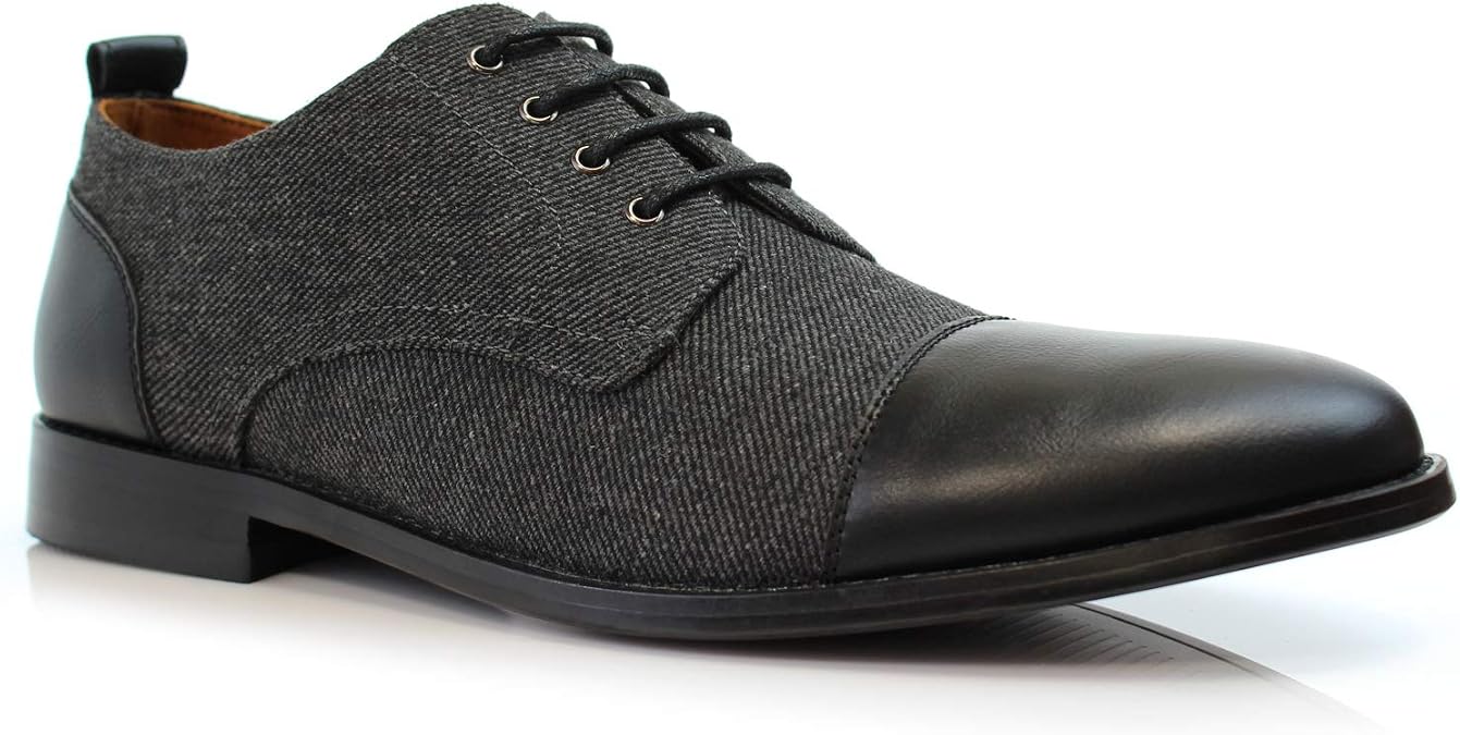 Polar Fox Men's Classic Floral Derby Dress Shoes | Lace-Up Oxford Derby Collection | Derby Fashion Dress Shoes