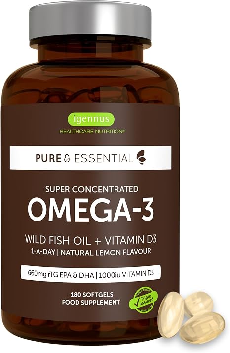 Igennus High-Quality Omega-3 Wild Fish Oil + D3 rTG Triglyceride Form 893