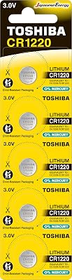 TOSHIBA CR1220 3V Lithium Coin Cell Battery 5 Batteries in Strip Child-Resistant Packaging