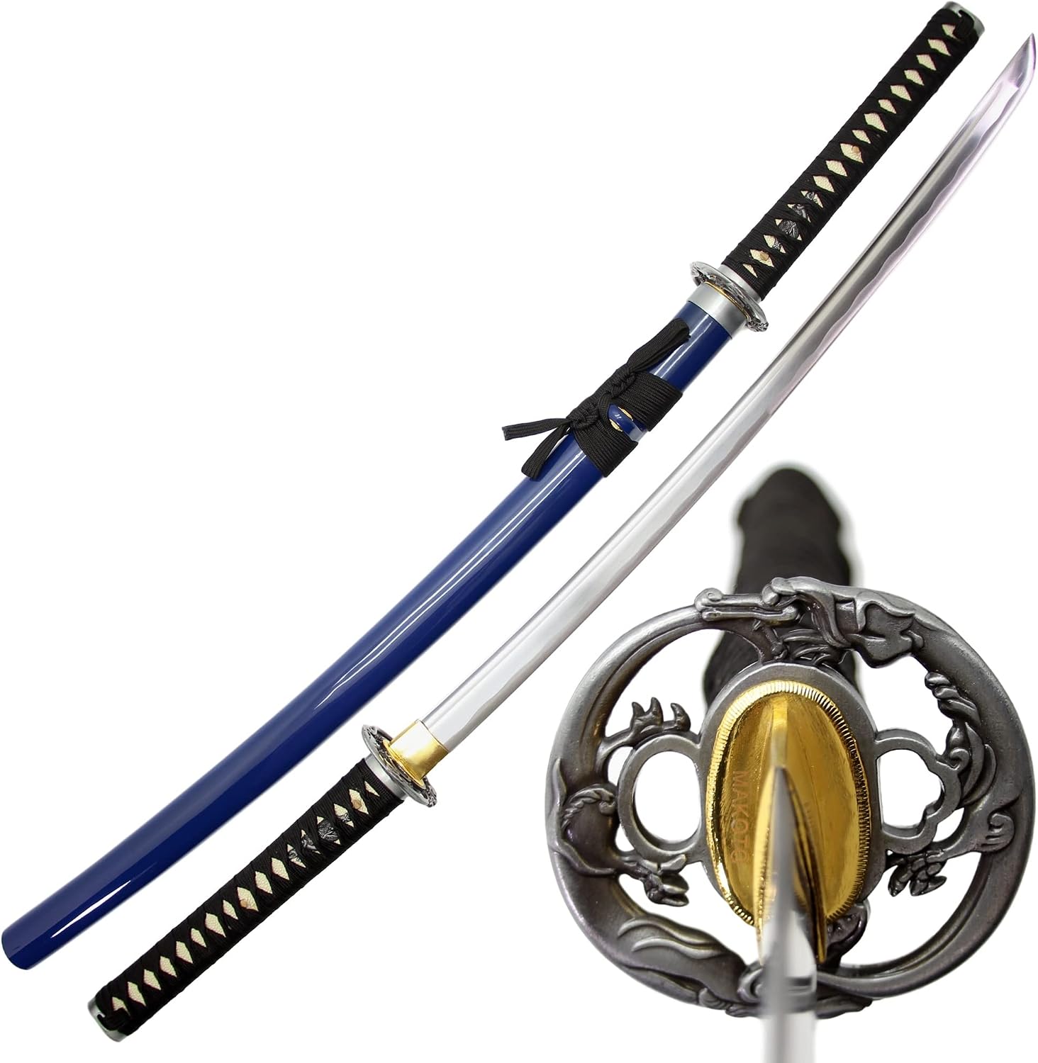 MAKOTO Handmade Sharp Katana Black Samurai Sword 40"