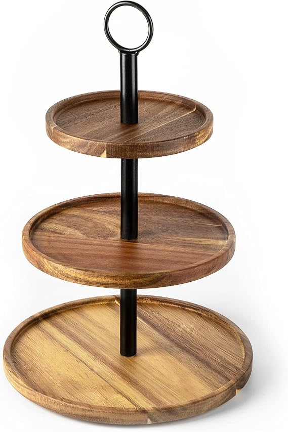 WILDMOS 3 Tier Wooden Cupcake Stand,Farmhouse Tiered Tray ,Dessert Stands for Wedding Cake Stand and Party Decorations,3 Tier Tray for Farmhouse Kitchen Decor.