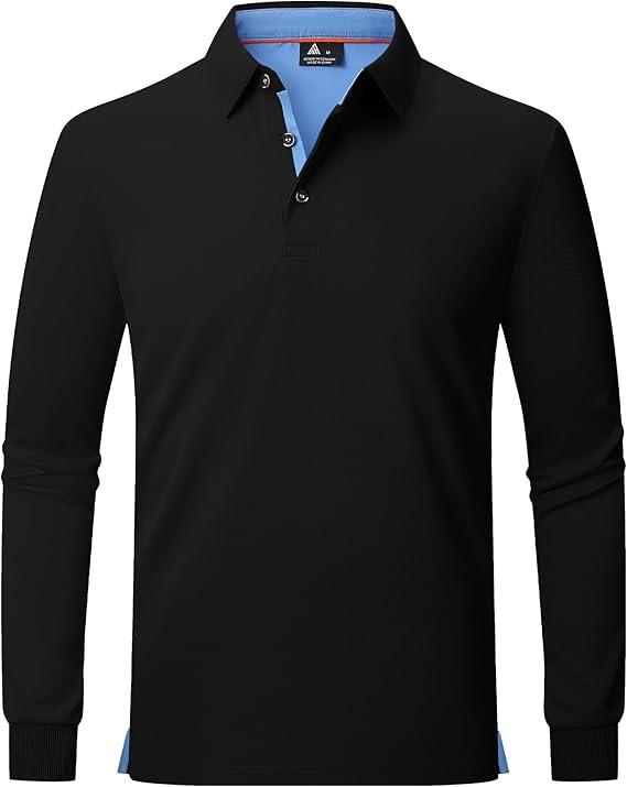 ZITY Long Sleeve Polo Shirts for Men 3 Pack Collared Performance Golf Polos Mens Casual Shirts Moisture Wicking Workwear
