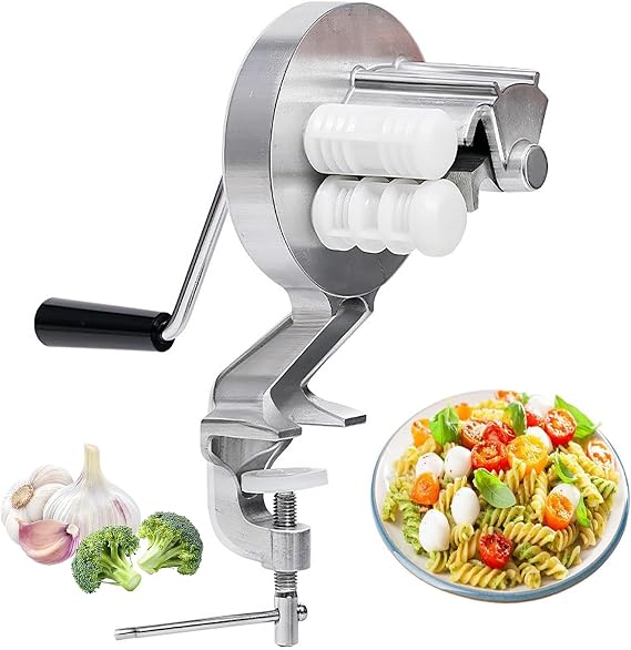 Cavatelli Maker Machine for Authentic Italian Pasta,Macaroni Maker,Aluminum Alloy Manual Hand Cranking Noodles Pressing Machine, Kitchen Restaurant Portable Extruder Pasta Maker
