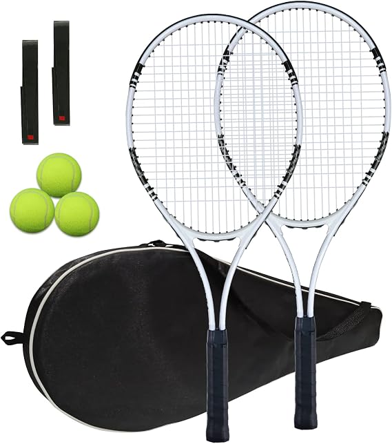 UUBEMM Tennis Rackets 2 Players Recreational for Adult,Lightweight Tennis Racquets for Beginner Student Training,Tennis Racket Set with Carrying Cover Bag,Grip Tapes,Tennis Balls