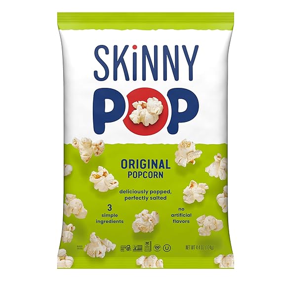 SkinnyPop Popcorn Bag, Original, Gluten Free Dairy Free Snacks, 4.4 oz