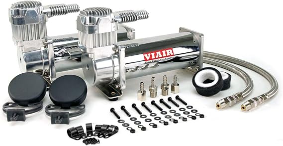 VIAIR 444C Dual Air Compressor for Air Suspension (2 Pack) 12V Continuous Duty Cycle Compressor for Air Tanks, Bags & Air Horns 200 PSI (Chrome)