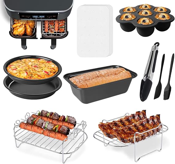 Dual Basket Air Fryer Accessories, Fit for Ninja Dual Air Fryer DZ201,DZ401