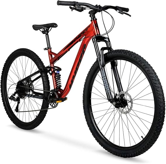 Hyper Mountain Bike for Men or Women 29 Inch Mountain Bike. Shimano 9 Speed Shifters and Lightweight Aluminum Hard Tail MTB Bike Frame. Full Suspension Explorer (Red)