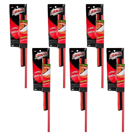 Libman Commercial 191 Flex Blade Floor Squeegee with Steel Handle, 18" Wide (Pack of 6), Black/Red