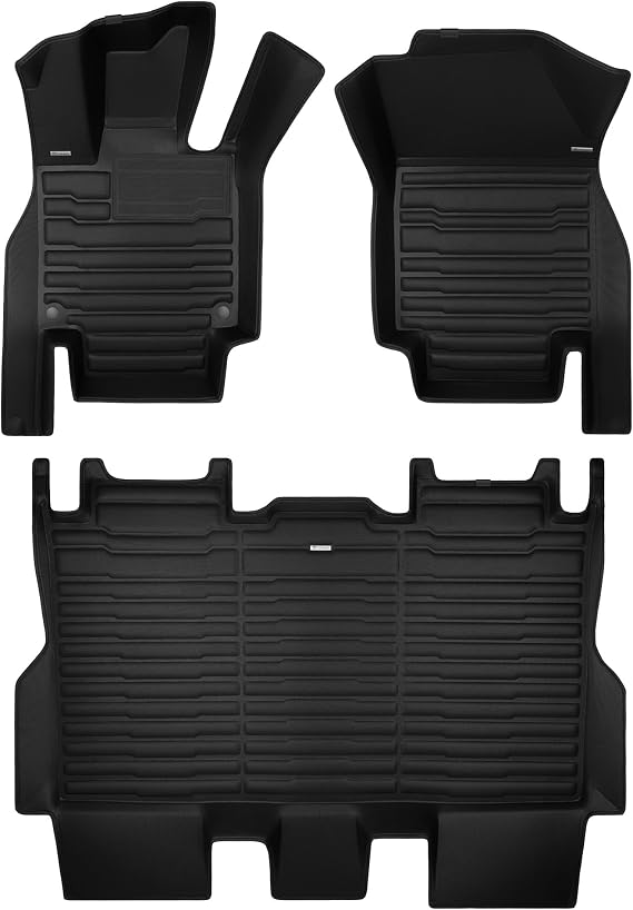 TuxMat - for Tesla CyberTruck 2024-2027 Models - Custom Car Mats - Maximum Coverage, All Weather, Laser Measured - This Full Set Includes 1st and 2nd Rows