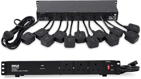 Pyle Pdu Rack Mount, 15-Outlet 1U Rack Mount Power Strip with USB Charging Port, PDU Power Distribution Unit, Ground Lift, Circuit Breaker, Front and Rear Outlets, Home Upgrades