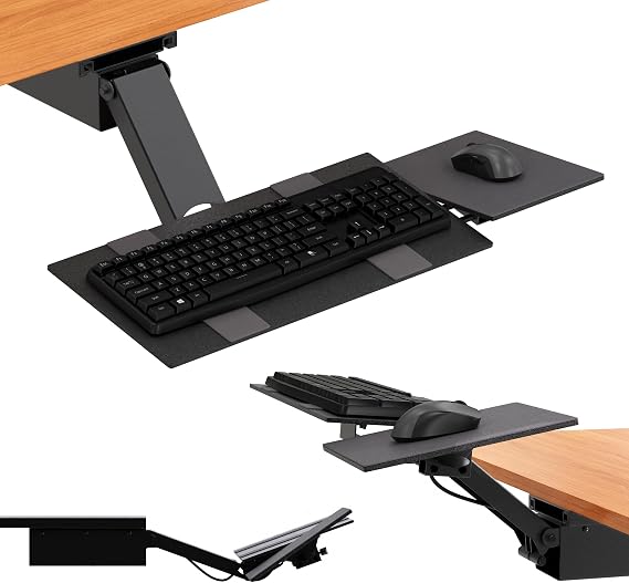 KT2 Under Desk Keyboard Tray Height Adjustable - Standing Desk Keyboard Tray Sit Stand Keyboard Drawers Under Desk Slide Out Under Desk Keyboard Tray Slide Out Mouse Pad with Keyboard Holder