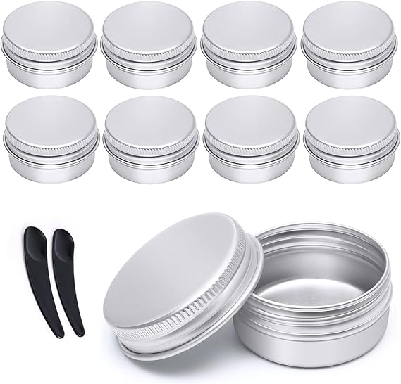 9Pcs Aluminum Tin Jars 20ml, GAUATO Travel Pots for Toiletries Sample Pots Empty Small Pot with Lids, Lip Balm Containers Round Mini Makeup Containers Travel Tubs for Lotion, Cream, Mini Candles