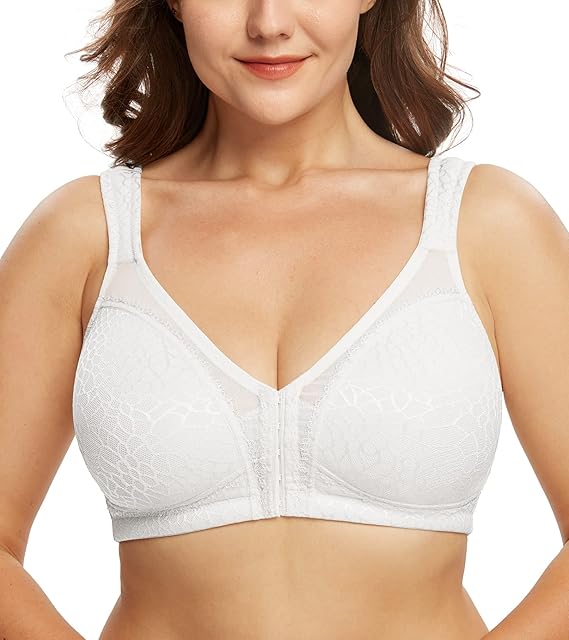 DotVol Women's Full Figure Front Closure Wirefree Posture Bra