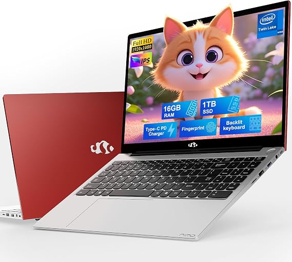 NIMO 15.6" IPS FHD-Student-Laptop, 16GB RAM 1TB SSD Intel N150(Beat i3-10110U, Up to 3.6GHz) Computer with 65W Type-C, Fingerprint, Backlit Keyboard, Wi-Fi 6, BT5.2, for Business and Home