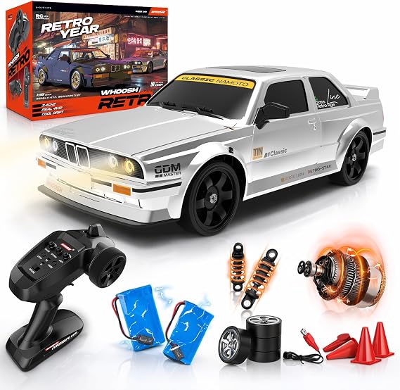 1/16 RC Drift Car for Adult with Gyro Full Proportional 4WD 50KM/h High Speed Remote Control Cars, ESP Drift Racing Vehicle with Lights 2 Rechargeable Batteries, RTR RC Sport Race Cars for Kids Gift