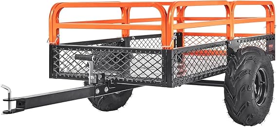 1500LB Heavy-Duty Dump Trailer for ATV/UTV/Tractor 15 Cu.Ft Pull-Behind Yard Cart with Quick-Dump, Reinforced Steel Frame & 17" Pneumatic Tires
