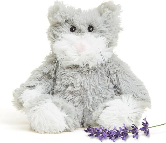warmies Junior Microwavable & Weighted Stuffed Animals, Cat - Heated Stuffed Animal Plushie for Warmth & Comfort - Cute Soft Plush Toys for Adults & Children (Boys, Girls, Babies & Toddlers)