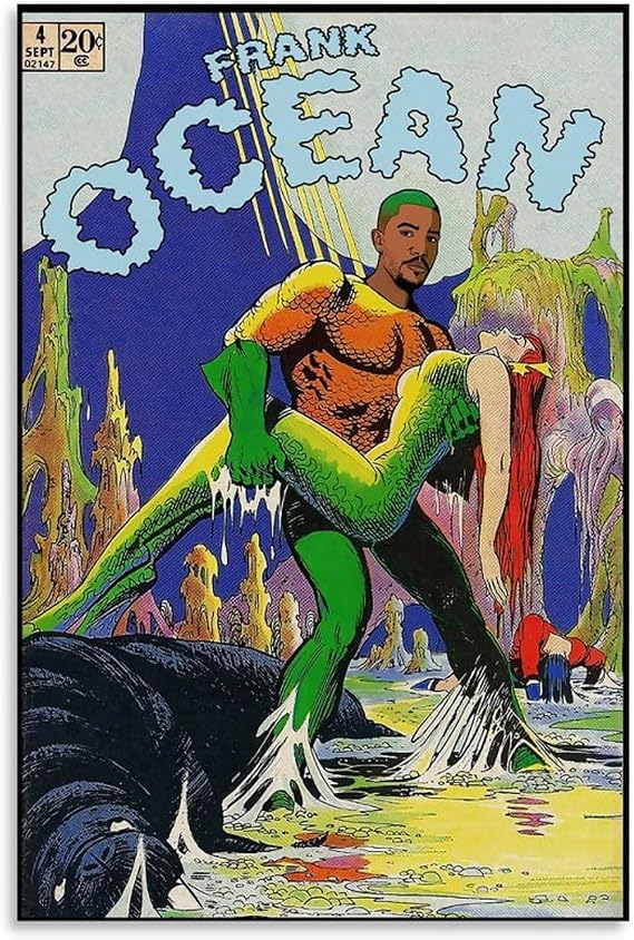 Frank Ocean Poster Comic Poster Music Poster for Room Aesthetic Canvas Wall Art Bedroom Decor 12x18inch(30x45cm)