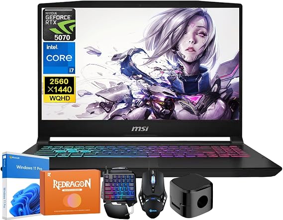 MSI Katana 15HX Gaming Laptop, NVIDIA GeForce RTX 5070 8GB GDDR7, 14th Gen Intel Core i7-14650HX, 15.6" 165Hz QHD (2560x1440) Display, 16 GB DDR5 RAM, 1 TB SSD, RGB Backlit KB, Win 11 Pro, Copilot AI