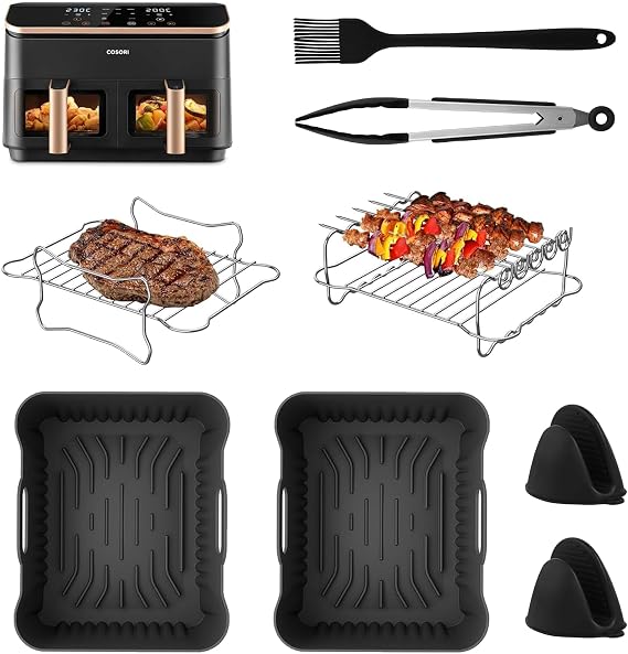 Hot Air Fryer Accessories for Cosori Hot Air Fryer 8.5L/Dual Blaze TwinFry 10L Airfryer Accessories for Cosori Hot Air Fryer CAF-R901-AEU Silicone Mould Air Fryer Accessories Easy to Clean