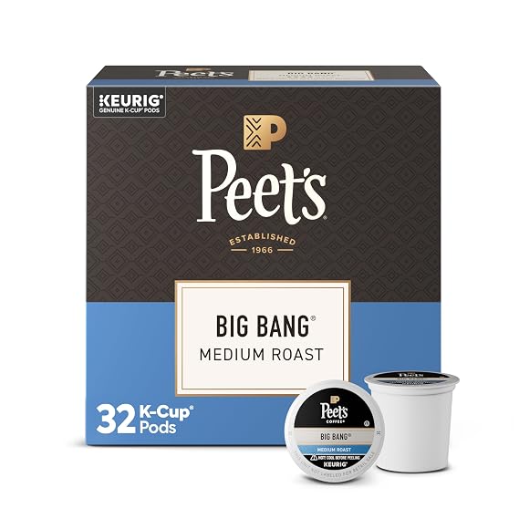 Peet's Coffee, Medium Roast Single Serve Coffee Pods, 100% Arabica Coffee - Big Bang, 32 Count (1 Box of 32 Pods)