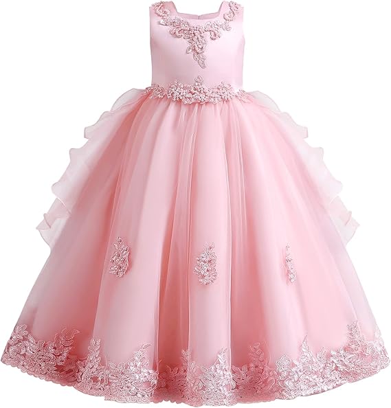Flower Girls Dress Princess Puffy Tulle Dresses Kid Formal Bridesmaid Wedding Communion Birthday Party Pageant Maxi Prom Gown