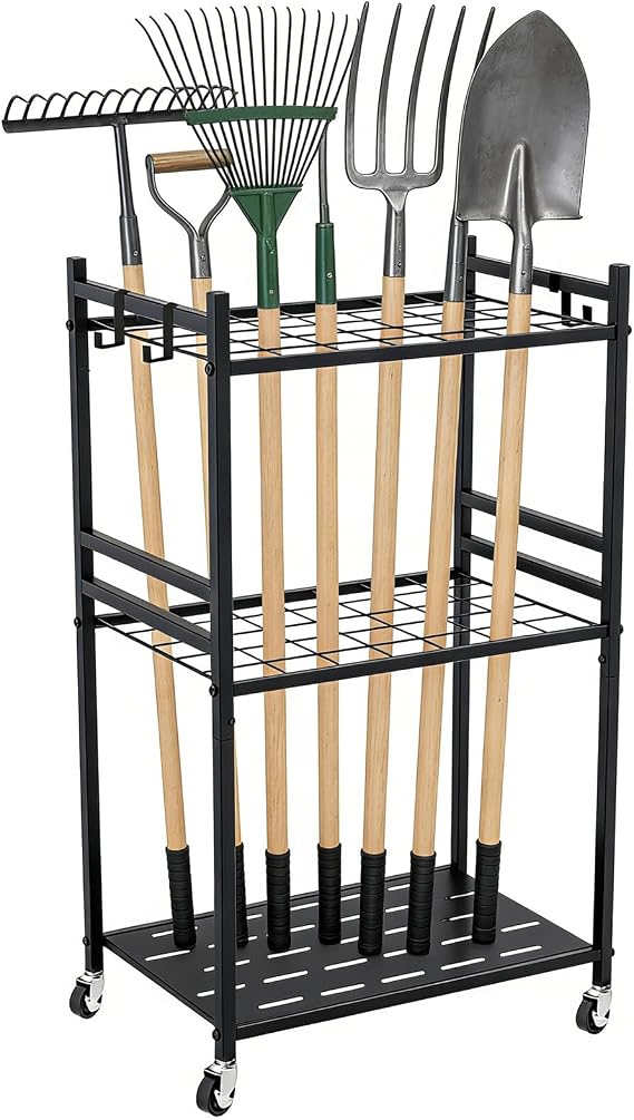 Garden Tool Storage Rack,Heavy Duty 3 Tier Garden Tool Storage Rack