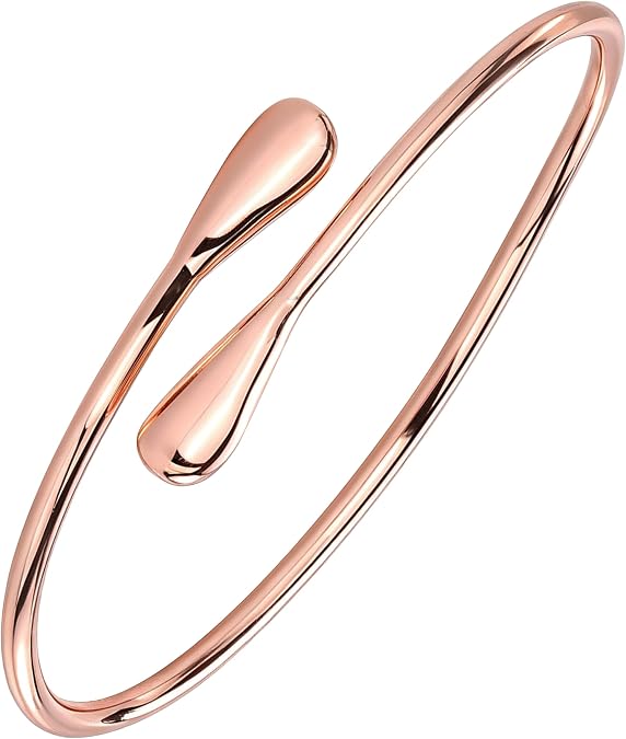 Streamlined Pure Copper Bracelet for Men & Women, Handmade Cuff