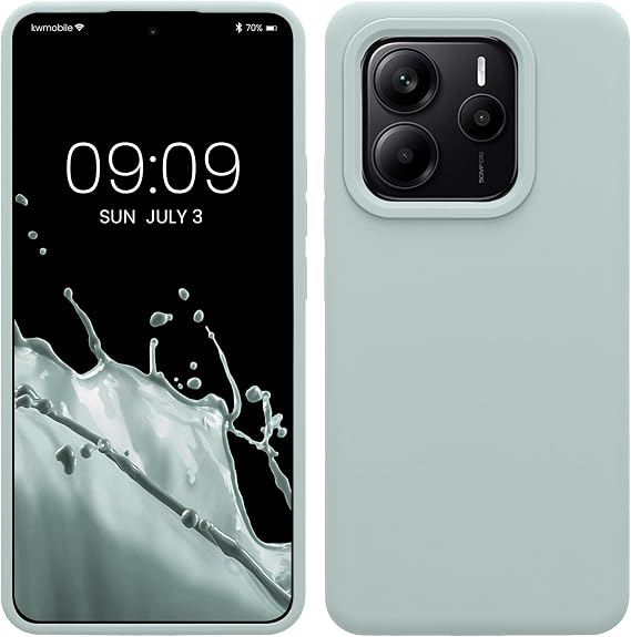 kwmobile Case Compatible with Xiaomi Redmi Note 14 5G (Not for 4G) Case - TPU Silicone Phone Cover with Soft Finish - Cool Mint