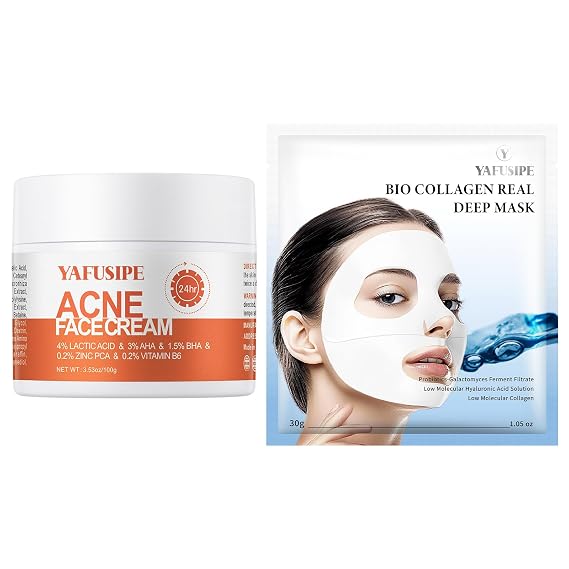 Acne Treatment for Face for Hormonal Cystic Stubborn Acne Cream for Sensitive Skin Teens Adults Women Collagen Face Mask Bio-Collagen Hydrating Face Mask 30g x 4ea