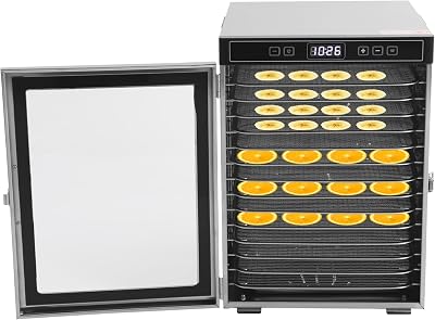 Food Dehydrator, 800W Food Drying Machine with 14 Stainless Steel Trays, Temperature Control, 24H Timer, Large Drying Space Meat Dehydrator Machine for Jerky, Dog Treats, Fruit