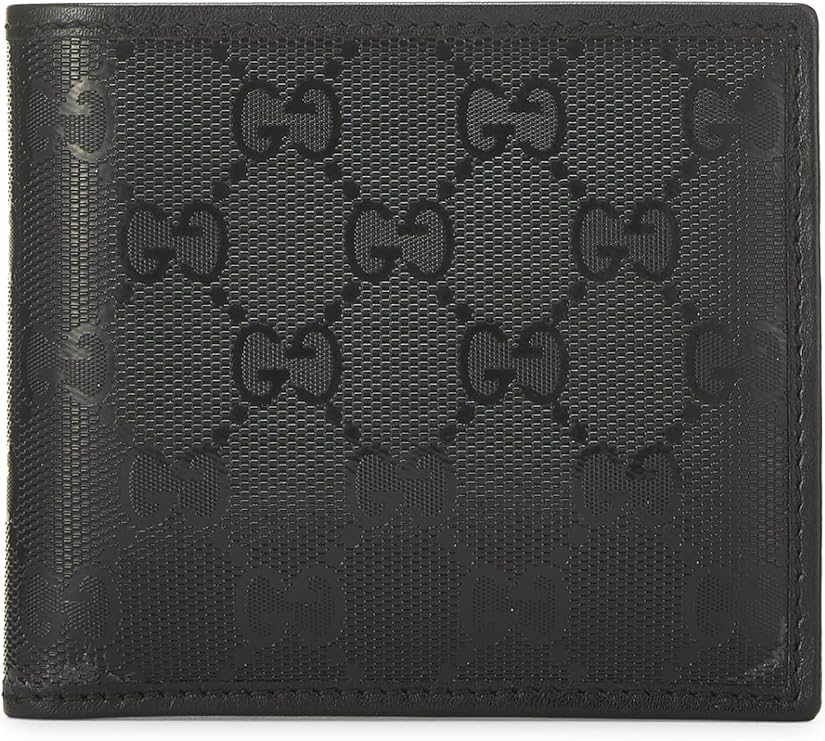 Pre-loved Black GG Imprime Compact Wallet, Black