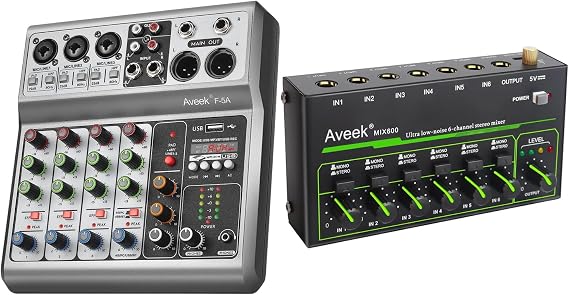Aveek Professional Audio Mixer & 6 Channel Low Noise Mini Line Audio Mixer
