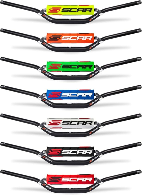 SCAR Handlebar Motocross Dirtbike Motorcycle 7/8 22mm - Medium height Carmichael - Alloy Street Roadster Hornet CB Bandit GSR Z750 - bar pad Black