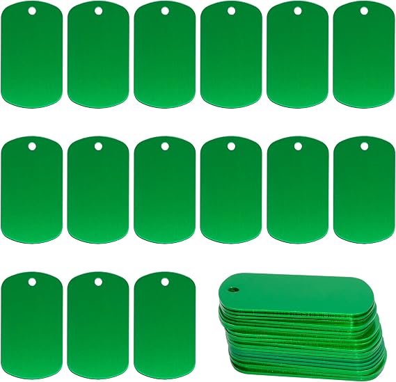 StayMax Anodized Aluminum Engraving Blank Tags Stamping Blanks 50 Pack (Green)