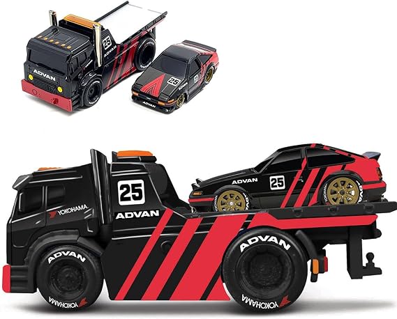 HTLNUZD 2024 New 164 Ae86 Alloy Diecast Model for 1983 ToyotaJDM Flatbed Trailer Muscle Machines Adult Vehicle Collection Gift