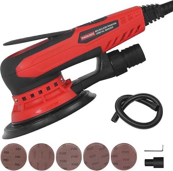 Random Orbital Sander Brushless 350W 3A Multi-function Variable Speed Electric Corded Orbital Sanders Machine for Woodworking, car,Drywall Sanding, Polishing,Random Color