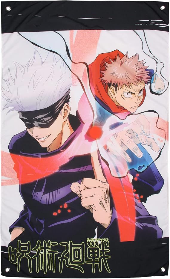 JUST FUNKY Jujutsu Kaisen Tapestry JJK Manga Wall Art Anime Decor Satoru Gojo and Yuji Itadori 30" x 50"