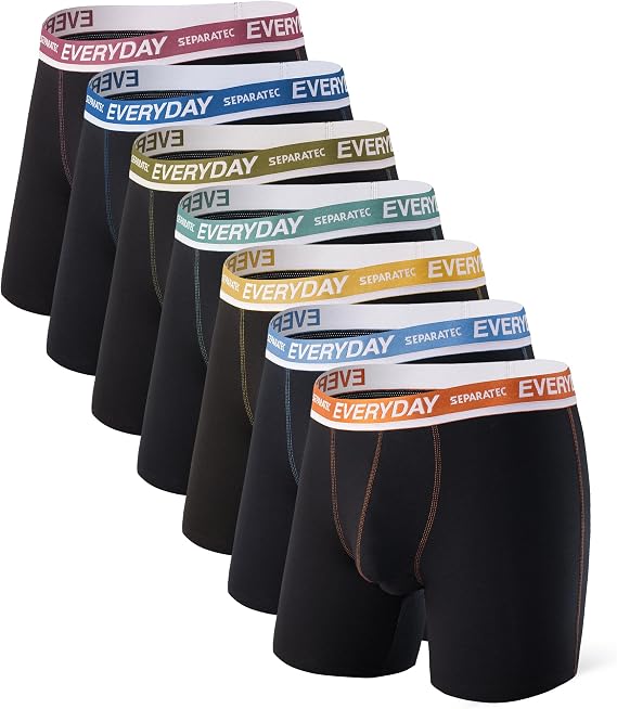 Separatec 7DAYS Men's Boxer Shorts, Open Front, Long, Separate Pouch, Non-stuffy, Soft, Cotton, Boxer Briefs, Set of 7, 311X