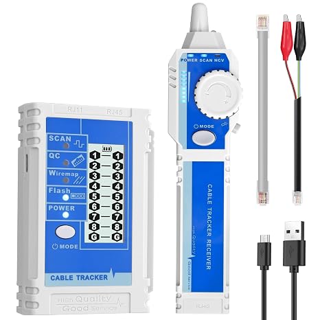 Network Cable Tester NCV for CAT5 CAT6 CAT7 CAT8, Multifunctional Network Testers with LCD, Ethernet Wire Tracker for Telephone Systems/Computer Networks/Video Networks