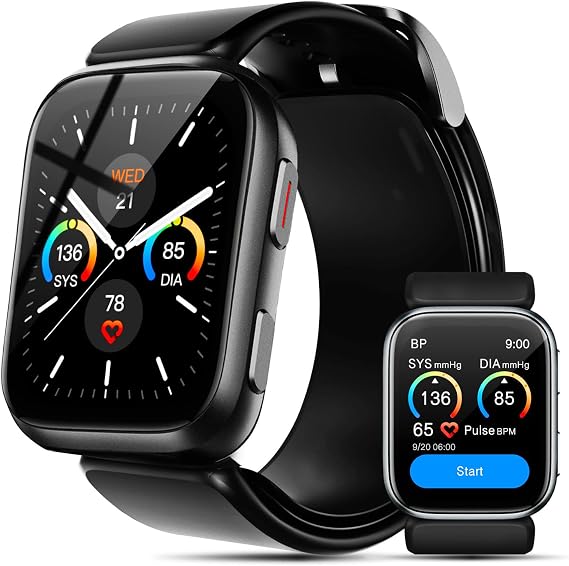 BP Doctor Blood Pressure Smart Watch, 1.95'' Blood Pressure Smartwatch with Air Pump Cuff, Blood Pressure Sleep Monitor Sports Tracking for Android iOS Supports Data Sharing, Reminder Monitoring