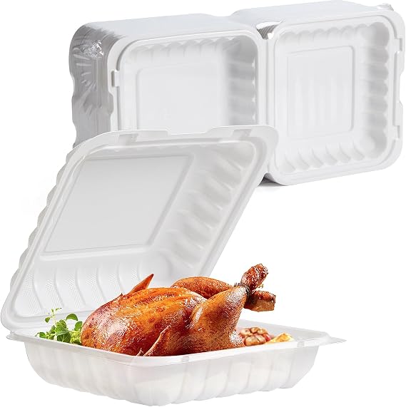 White To Go Containers 8" 34 oz 55 Pack - Shrink Wrap Ready to Use
