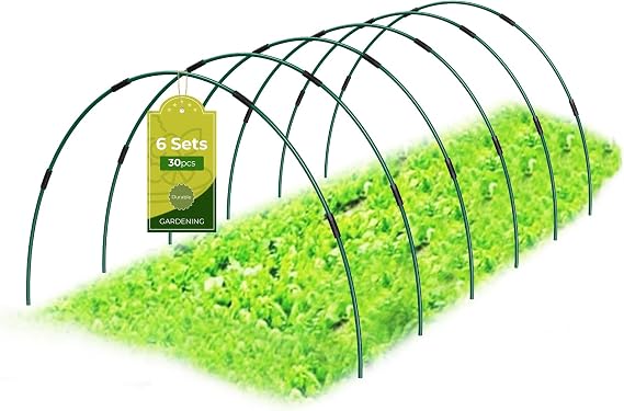 Garden Hoops 30pcs, 7ft Greenhouse Hoops, Fiberglass Garden Grow Tunnel Frame for Raised Beds, Allotments, Adjustable Rust-Free Plant Support Frame for Netting and Row Cover (6Pack)