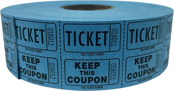 THE TICKET GURUS-Double Raffle Ticket Roll : roll of 2000- (Blue)