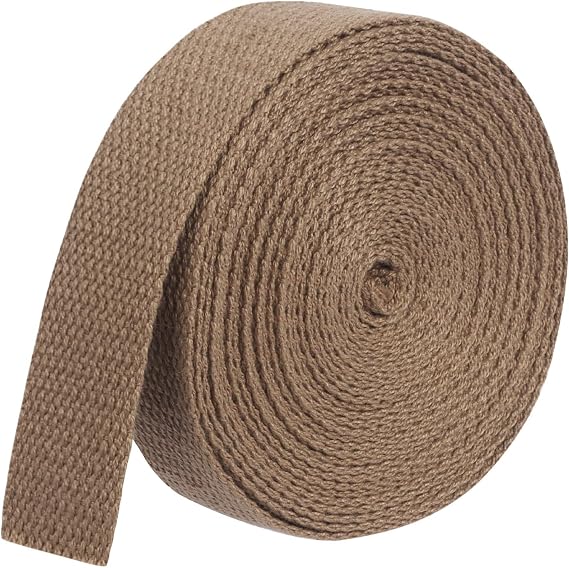 Kaket Polyester Cotton Weave Webbing Strap 5M/5 Yards, 0.98inch (25mm) Wide Heavy Duty Cotton Webbing Straps, Cotton Strap Belt for Backpack Crafts Arts
