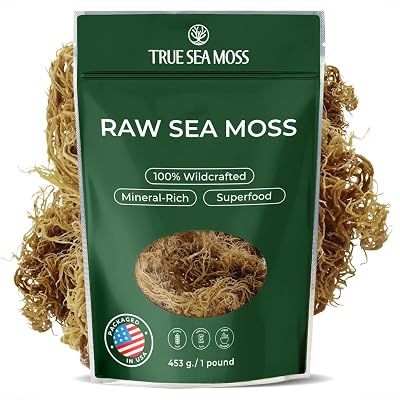 TrueSeaMoss Raw Irish Sea Moss – Wildcrafted Sun-Dried Seaweed for Homemade Gel – Vegan, Non-GMO, Gluten-Free, Additive-Free – 16oz 1 lb Makes Up to 200oz Gel – Atlantic Harvested