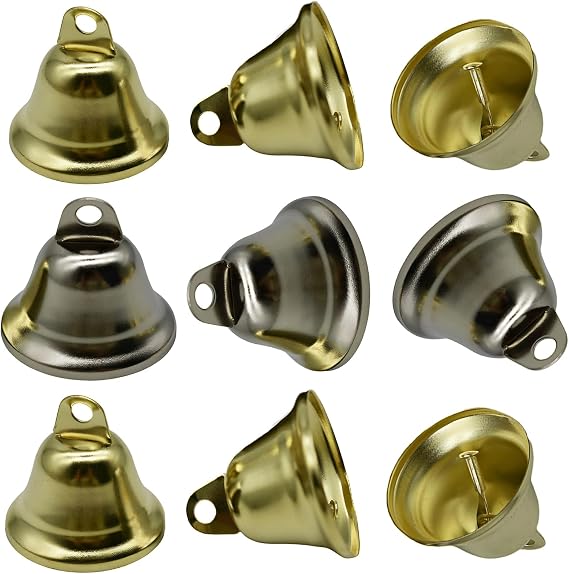 12Pcs Vintage Copper Bells 1.7x1.5Inch Gold and Silver Craft Bell