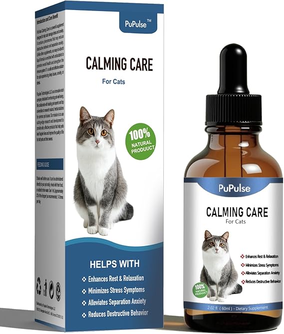 Calming Drops for Cats, Helps to Manage Stress & Anxiety, 2 fl oz | With Pheromones That May Help Curb Destructive Behavior & Separation Anxiety, Health Supplement for Cats, Sedative-Free