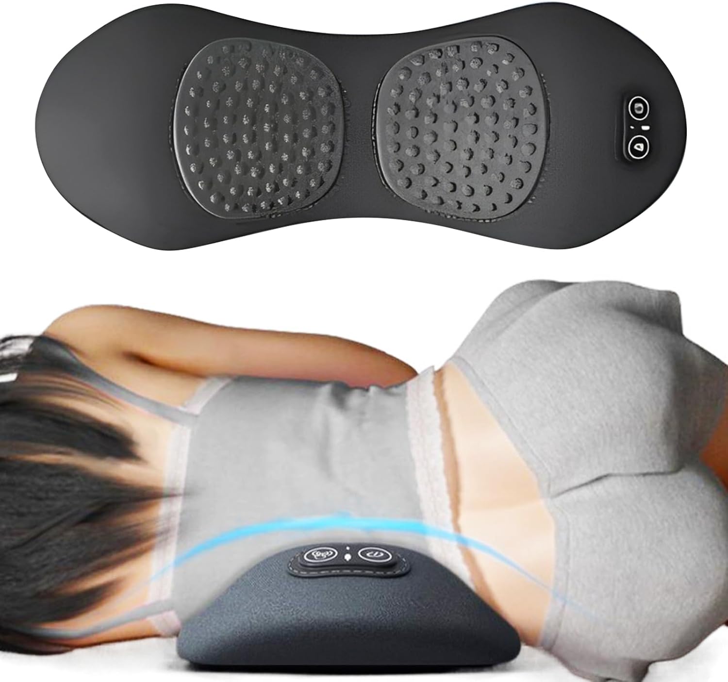 3-in-1 Back Massager, 2025 New Electric 3 in 1 Back Massager with Traction Lifting and Vibration Massage and Heat Compress Against Pain, Backs Massagers for Neck and Shoulder and Backs Dark Gray